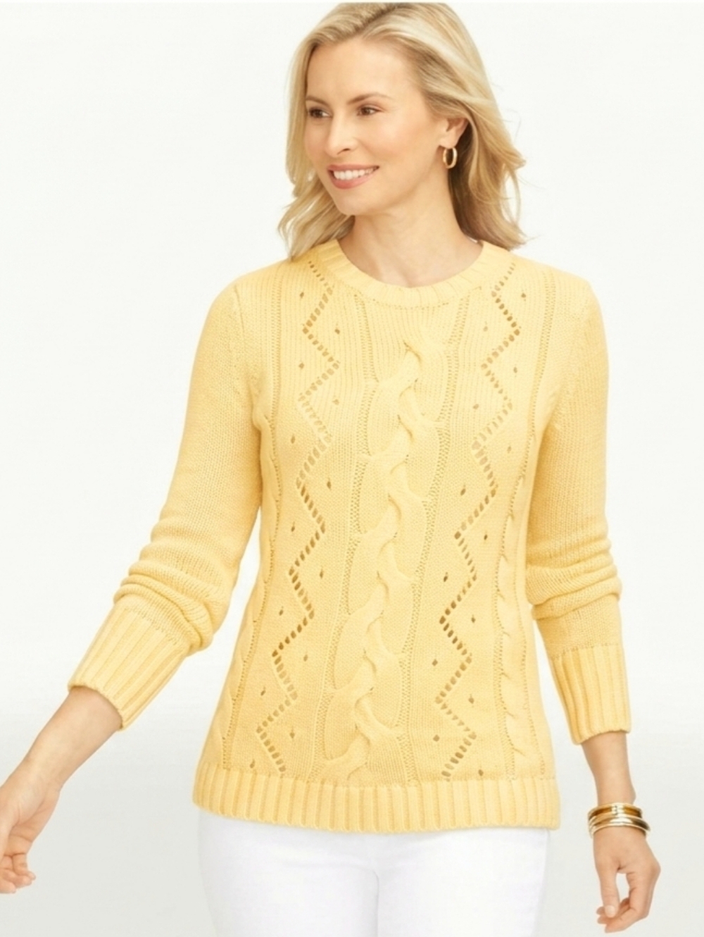 Talbots Yellow Crew Neck Sweater Sz M